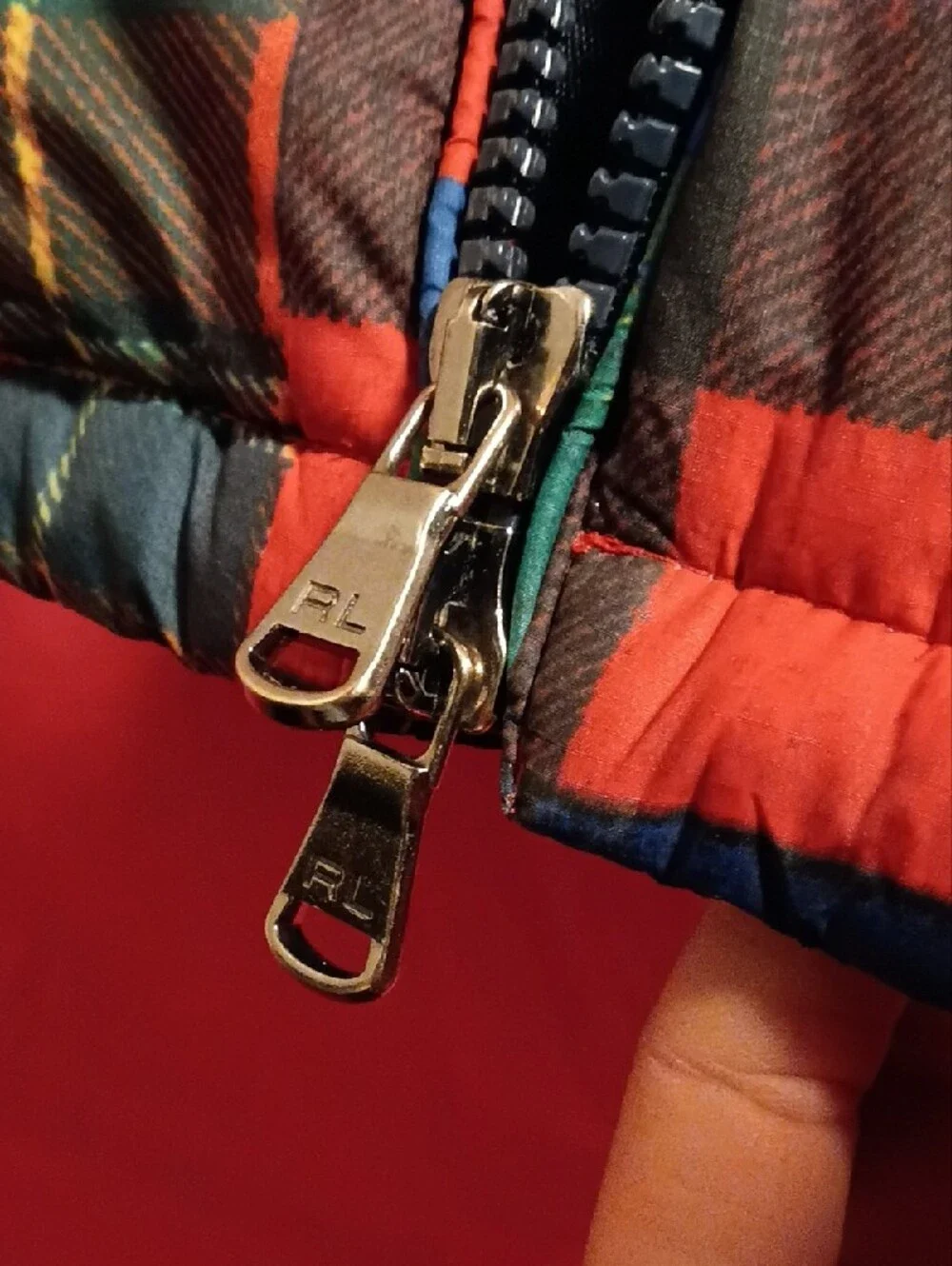 Polo by Ralph Lauren Red, Blue & Green Plaid Geo Puffer Jacket